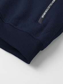Men's Winter Full Lamb Fleece Lined Hooded Sweatshirt, Elastic Drawstring Hood, Zipper Side Pockets, Loose Fit Warm Jacket - Royal Blue - View 6