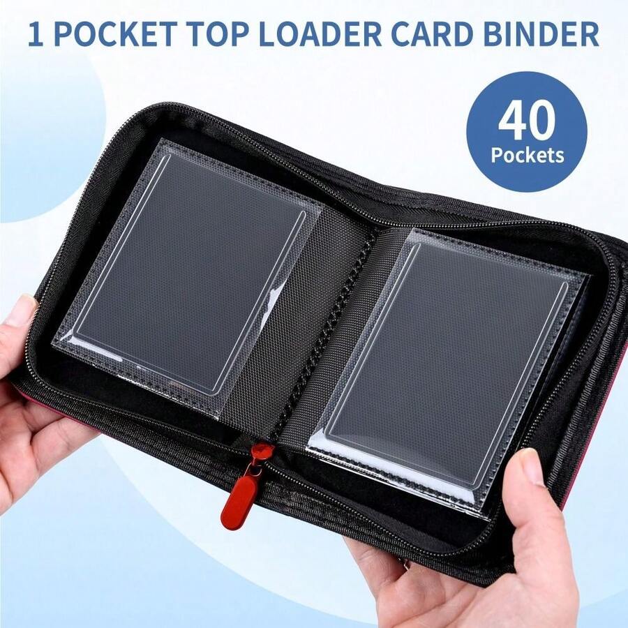Binder 40 Pockets One Pocket Mini Trading Card Album,Diamond Leather Small Card Binder For 3x4 Rigid Top Loaders,Portable TCG Photocard Holder-Red,Card Holder - Multicolor - View 1