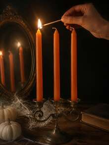 25cm Orange Gift Box Scented Candle Set, Soy Wax Made, Smokeless Fragrance Candle, 4 Hours Burn Time, Autumn, Halloween Home Decor Candle, Essential Atmosphere Candle, Suitable For Gifting To Friends, - Orange Cone Long Pole - View 11