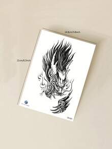 STARTTOOS 1pc Large Arm Tattoo Sticker For Men, Black Bold Dragon Head & Claw Pattern, Temporary Tattoo Decal For Arm, Chest, Abdomen, Leg, Party Gift, DIY Holiday Gift - Black - View 7