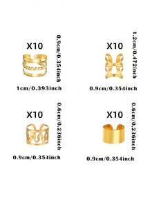 40件編髮髮飾髮圈，多款髮環，可調節髮珠，編髮髒辮髮飾，適合女性和女孩 - 金色 - 查看 8