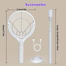 2 In 1 Extendable Electric Bug Zapper Racket With Purple Light Lure USB Rechargeable 3 Layer Mesh For Indoor Bedroom Patio Camping Backyard Use - A - View 8