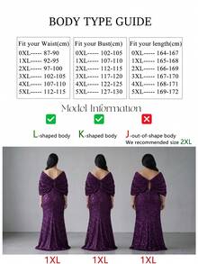 Fuaheng 富恒加大码女士美人鱼下摆亮片正式晚礼服 - 紫色 - 查看 7