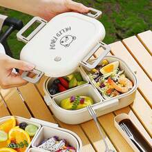 Cute Cartoon Bento Box Adult, PP Plastic Microwavable Lunch Containers, 3 Compartment Food Container, Leak-Proof Divided Meal Prep Containers With Lids, Travel Food Containers, Snack Containers For Student School - Multicolor - View 6