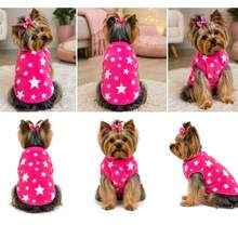 roupinha pet suéter bem quentinho  super fofinho estampas ESTRELAS para caes  e gatos femea - Pink - Visão 1