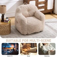 Modern European-American Style Beanbag / With Armrests / Plush Look Beanbag / No Assembly Required / Suitable For Living Room, Bedroom And Reading Corner - 米色 - 查看 4