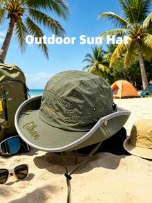 1pc Personalized Lightweight Sun Hat, Customizable Embroidered Name/Text Beach Hat, Unisex, Wide Brim, Breathable Fabric, Perfect For Outdoor Activities And Beach Travel, Hiking, Fishing Bucket Hat - Multicolor - View 5