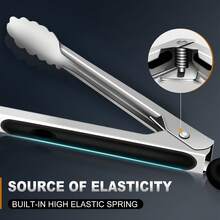 3pcs Stainless Steel Kitchen Tongs Set - Heavy Duty 8"/10.5"/13.5" Locking Tongs - Heat Resistant To 600°F With Non-Slip Grips For Cooking, Baking, Grilling - Durable Kitchen Utensils For Home & Professional Use, Kitchen Utensils - Silver - View 3