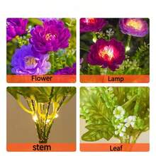 7頭人造花太陽能地插草坪燈，戶外花園庭院裝飾燈，感應式夜燈景觀花燈 - 粉色 - 查看 4