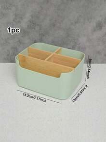 1 pieza Organizador de escritorio de bambú con 5 compartimentos, caja de almacenamiento premium a prueba de humedad para suministros de oficina, soporte para bolígrafos, caja de almacenamiento de cosméticos para el baño, estante multiusos para la sala de estar, organizador de joyas para aretes y anillos, producto de almacenamiento y organización para el hogar, adecuado para escritorio, gabinete, tocador, escritorio de dormitorio, regreso a la escuela - Multicolor - Ver 14