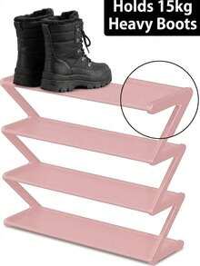 Z-Shaped Plastic Shoe Rack, Floor-Standing Multi-Functional Large Capacity Storage Organizer, Easy Assembly, Space-Saving Essential For Home And Dorm, Suitable For Living Room And Bedroom - Multicolor - View 7