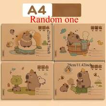 1pc Capybara Extra Thick A4 Blank Sketchbook, Non-Bleed Tearable Art Drawing Paper, Student Stationery, 4 Random Designs, 20 Sheets/Book - Single Piece - View 2