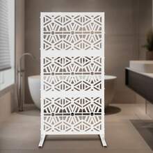Garden Courtyard Decorative Panels, Privacy Screen Fence Panels, Screens, Private Space Style Tools, Hollowed Out Vertically Placed Privacy Screens - White - View 5