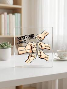 Plakat Akrilik "Fist Bump Dad" dengan 2-7 Nama yang Dapat Disesuaikan, Hiasan Meja "Ayah Terbaik Sepanjang Masa" yang Dipersonalisasi, Hadiah Hari Ayah, Ulang Tahun, Kakek, dan Papa, Dekorasi Meja Rumah - MultiWarna - View 13
