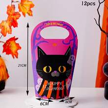 12pcs Halloween Handheld Paper Gift Boxes, Black Cat Pumpkin Ghost House Candy Gift Boxes, Suitable For Halloween Party Candy Gift Packaging, With Decorative Stickers - Multicolor - View 16
