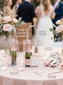 20pcs Clear Plastic Gift Bags, 6.3 X 5.1 Inches, Suitable For Boutique Weddings, Birthdays, Parties, Christenings, Bachelorette Parties And Graduation Gift Bags - Transparent - View 2