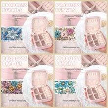 2pcs Diamond Painting Kit With Zipper Jewelry Box, Floral Pattern, Canvas Material, Partial Mosaic Craft, DIY Large Capacity, Suitable For Women Hobbyists, Thanksgiving Holiday Gift - View 4