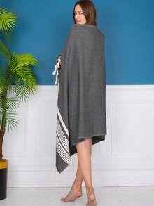 2 Pieces %100 Cotton Mykonos Peshtemal, 2 Peshtemals In Same Colour, 2 Peshtemal Suitable For Beach And Home Use - Black - View 3