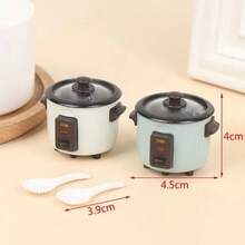 Precision Replica Mini Rice Cooker Miniature Accessory, Delicate Color Separation Craftsmanship Restoring Details, Fine Texture With Weight, Suitable For Mini House Scene Building, Handmade Decor, Collection Display, Luxury Atmosphere Matching Item - A - View 5