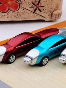 Bolígrafo con diseño divertido y creativo de coche de carreras, bolígrafo portátil con forma de coche de dibujos animados de color aleatorio, suministros de oficina y escuela - Multicolor - Ver 6