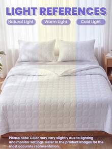 1pc Cooling Quilt, White Honeycomb Grid Bedding, Air Conditioning Blanket, Room Decor, Breathable & Lightweight, Super Soft & Comfortable, Suitable For Single/Double/Queen/King Bed, Suitable For Home And Dorm, Pillow And Pillowcase Not Included, Machine Washable - White - View 10