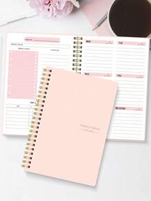1 pieza Agenda semanal sin fecha con encuadernación en espiral, cuaderno con rastreador de hábitos, organizador de metas, regalo perfecto para mujeres y el Día del Maestro - aleatorio - Ver 1
