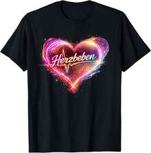 Lokale Lager,Marque,Colourful Sweeping Heart Heartbeat T-Shirt - 黑色 - 查看 1