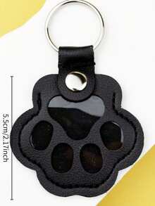 1pc Leather Paw Print Pet Memorial Keychain, Cat Dog Pet Hair Memorial Pendant, Portable Hair Storage Memorial Gift - Multicolor - View 3