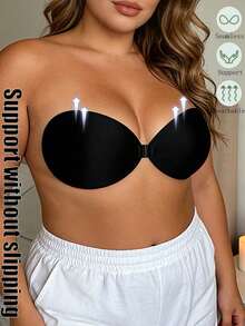 Plus Size Invisible Self-Adhesive Push-Up Bra, Women's Seamless Strapless Bra, Strapless Bra - Multicolor - View 5