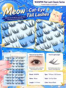 رموش صناعية علوية مقسمة من سلسلة Flat Lash Classic بتصميم عين القطة، أسود طبيعي وخفيف الوزن، بطول 9-14 ملم، انحناء C، مناسبة للجفون، بأسلوب أوروبي وأمريكي طبيعي شفاف، قابلة للتطبيق بشكل مقسم - مشاهدة 2