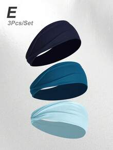 3Pcs Outdoor Sports Cross Solid Color Unisex Casual Headbands, Cycling Running Yoga Sweat-Absorbing Solid Color Hair Accessories - Multicolor - View 10