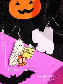 1 Pair Halloween Pink Cartoon Funny Creative Cute Ghost Reading Book Earrings Women Party Jewelry - Multicolor - View 5