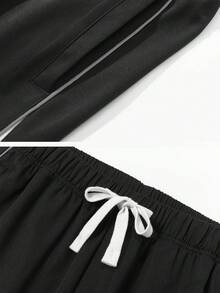 Men's Casual Fashion Straight Leg Pants, Suitable For Outdoor Sports And Streetwear, Spring/Autumn - Black - View 4