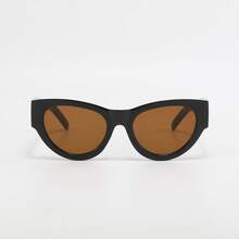 1pc Vintage Cat Eye Black Fashion Glasses, Suitable For Travel, Casual, Street Photography, Vacation, Beach Accessories, Clothing Accessories - Brown - View 4