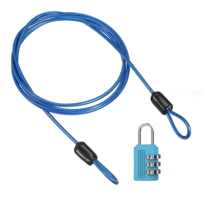 Gembok Kombinasi Kabel Baja Panjang, Kabel Baja Lunak 1,5m dengan Set Gembok Kombinasi, Cocok untuk Koper, Skuter, Helm, Penutup Mobil, dan Kunci Anti-Pencurian Kaca Depan - MultiWarna - View 1