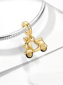 1件時尚925純銀黃色鴨子摩托車吊墜珠，適用於女性手鍊，DIY珠寶製作 - 款式4 - 查看 3