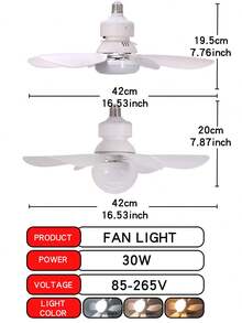 Kipas Angin Langit-Langit Pintar 42cm dengan Lampu LED, 3 Kecepatan Angin, Dapat Diredupkan (3 Suhu Warna), Kontrol Jarak Jauh, Dudukan E26/E27, Cocok untuk Kamar Tidur & Dapur - Putih dan Aneka Warna - sekrup E27 - View 10