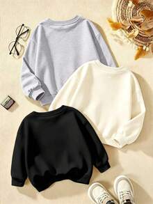 3pcs/Set Boys Car Print Crew Neck Sweatshirt, Autumn/Winter Fashion Comfortable New Style Top - Multicolor - View 3