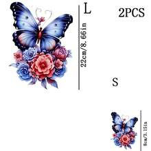 1/2/3pcs DTF Heat Transfer Iron-On Patches, Charming Butterfly And Floral Cartoon Patterns, Suitable For T-Shirts, Hoodies And Tote Bags, Used For Decorating Clothing And Home Holiday Decorations - Multicolor - View 9