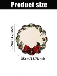 2/4/600pcs Christmas Party Flower Placemats - Vintage Holly And Red Bow Wreath; 13.78 Inch Linen Material; Tabletop Decor Non-Slip, Heat-Resistant And Machine Washable - Multicolor - View 8