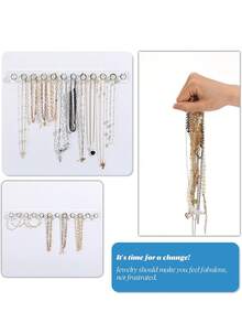 3M 1/4pcs Acrylic Necklace Storage Rack, Wall-Mounted Necklace Hooks, Diamond-Shaped Jewelry Organizer, Suitable For Necklaces, Bracelets, Chains, Women's Transparent Crystal Display Stand - View 3