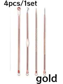 Set de 4 piezas de agujas para eliminar puntos negros y acné, herramienta de limpieza de poros faciales, removedor de puntos negros, producto de belleza, cuidado de la piel, spa, autocuidado, herramienta de cuidado de la piel, cuidado facial, suministros de esteticista, piel, limpiador, cuidado facial - Multicolor - Ver 11