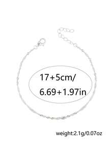 Nooxian 1 Pieza Pulsera De Eslabones De Cadena Con Diseño De Labios Simple - Plateado - Ver 4
