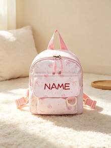 1pc Mini Back To School Personalized Customized Versatile Cute Strawberry Bow Backpack, Zipper Closure Nylon Material, Adjustable Shoulder Strap, Hand-Carry, Suitable For School, Shopping, Daily Commute, Outdoor Travel. Birthday Gift. - Multicolor - View 7