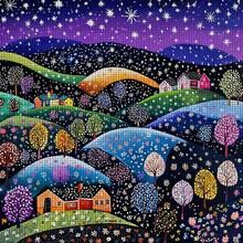 1 Set 36cm/14.17inch Whimsical Snowy Hills Village Semi-Finished Cross Stitch Kit, DIY Needlework Materials, 11CT Printed Cross Stitch Decor Painting, Creative Handmade Gift, Full Home Decor Craft Set, Frame Not Included - Whimsical Snowy Hill Village - View 12