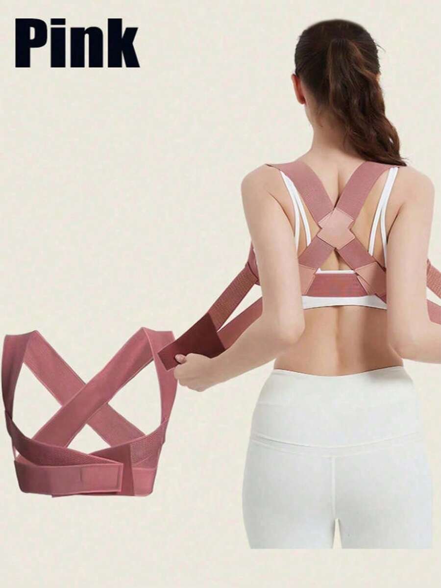 1/2 piezas Corrector de postura ajustable, soporte ligero y transpirable para espalda y hombros, corrector de clavícula anti-joroba unisex, cómodo de usar debajo de la ropa, corrector de postura para fitness, regalo para Navidad y Día de San Valentín - Rosa [M] 1 unidad - Ver 1