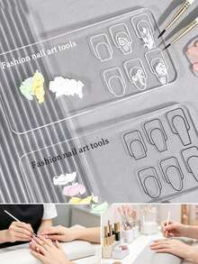 Transparent Thickened Nail Art Palette, Acrylic Nail Art Practice Board, Transparent Reusable Nail Art Practice Palette, Beginner Nail Art Template, Reusable Painting Practice Board, Nail Art Tools - Multicolor - View 7
