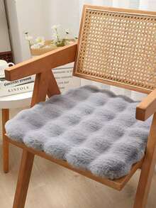 Faux Rabbit Fur Non-Slip Square Seat Cushion For Chair, Dining Chair, Computer Chair, Office Chair, Recliner - Bubble Velvet - View 1