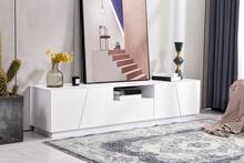 Modern TV Stand 170 Cm Patchwork Style White MDF - 白色 - 查看 9