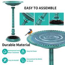 Antique Polyresin Bird Bath & Outdoor Fountain, 28 Inch Solar Powered Water Fountain, 4 Spray Patterns, Lightweight Weather Resistant Garden Stuff & Gardening Supplies, Outdoor Garden Water Feature For Patio Yard Decor - 青銅色 - 查看 4
